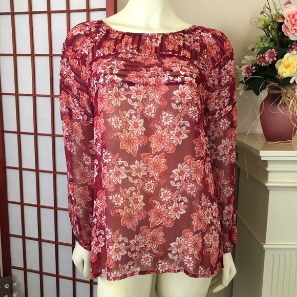 Sold! Sundance sheer floral silk blouse Size M - Picture 1 of 8